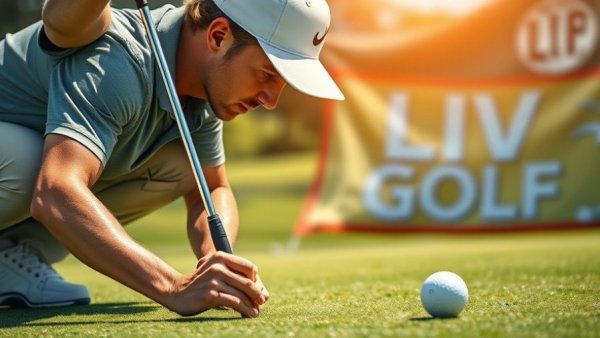 Golfer putting near LIV Golf logo, lessons for founders