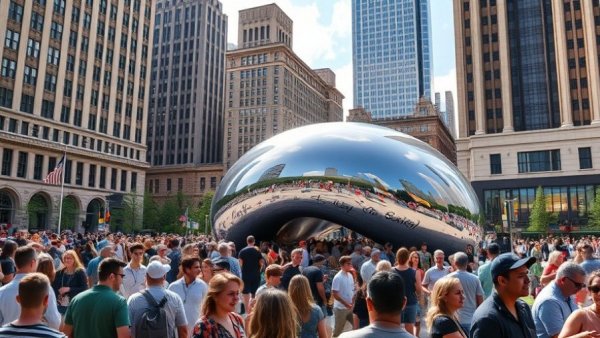 Chicago's bustling urban environment with iconic architecture.