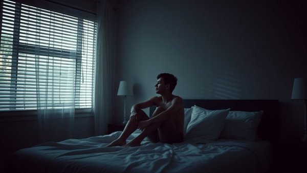 Impact of loneliness on veterinary practices: solitary person in dim room.