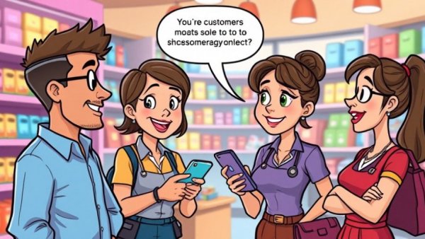 Humorous cartoon about customer retention strategies in a store setting.