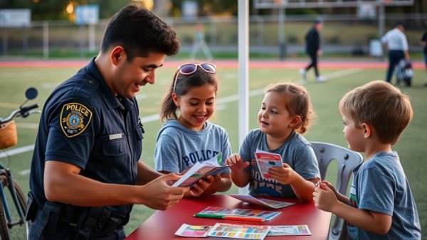 Police recruitment crisis: Community engagement at event table.