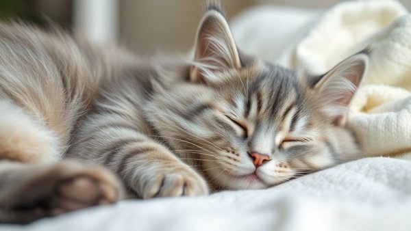 Grey cat resting, potential FIP diagnosis in cats context.