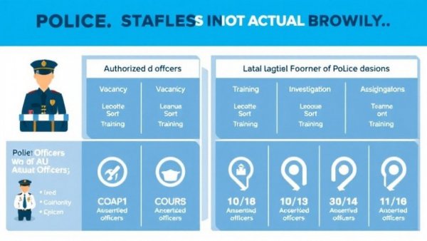 Police staffing infographic highlighting shortages with authorized strength and actual capacity breakdown.