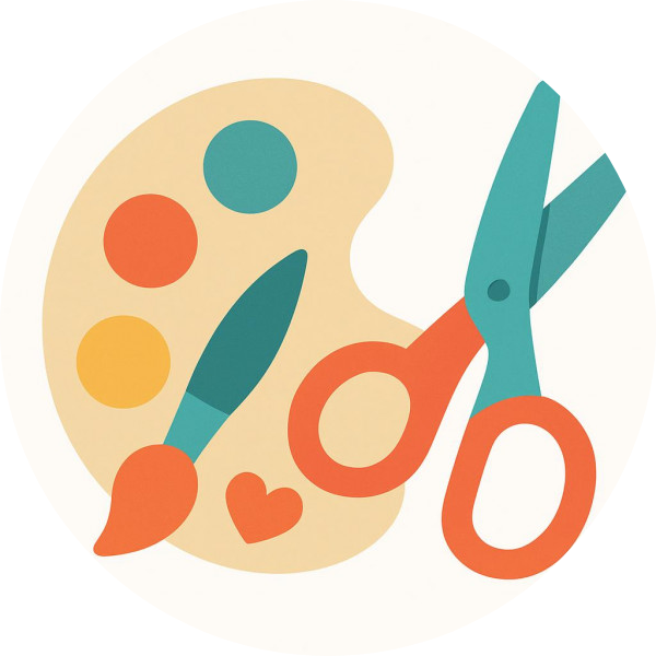 Playful vector icon of arts and crafts for a municipal youth summer camp.