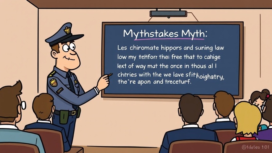 Cartoon professor debunking business myths in a lecture.