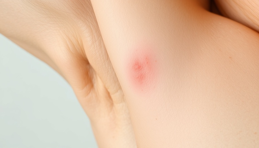 Close-up of skin irritation in armpit with natural texture