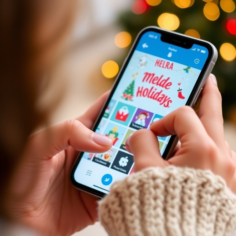 Person engaging with interactive holiday content on a smartphone, showcasing effective Holiday Marketing Campaigns.