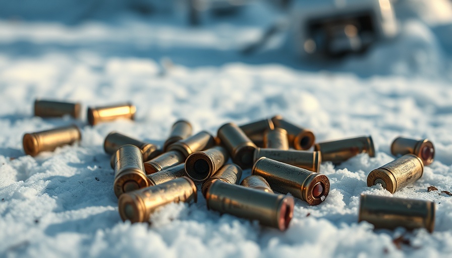 Bullet casings in snow after active shooter incident.