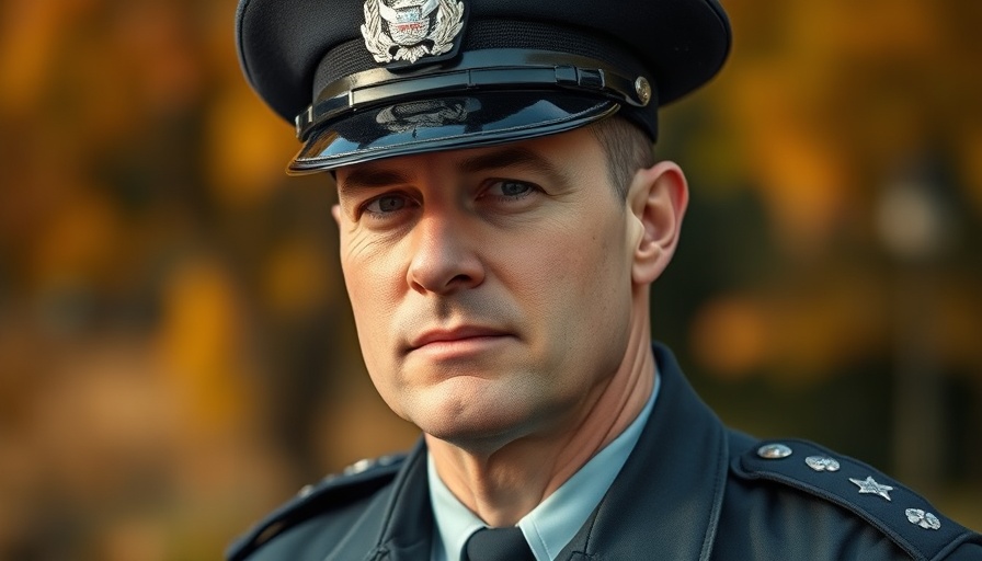 Massachusetts officer memorial portrait with autumn background.