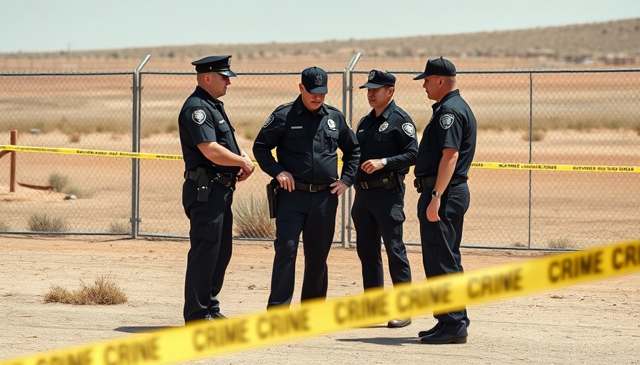 Three police officers discussing near a crime scene area