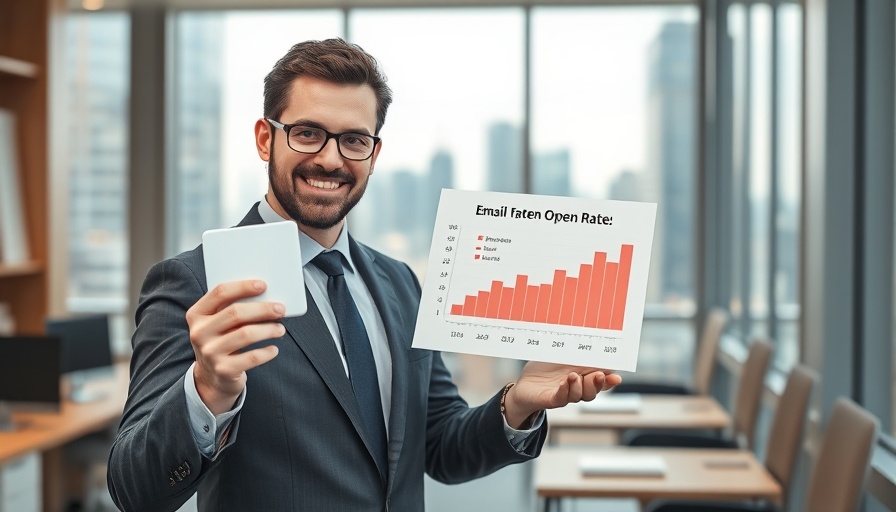 Email open rates statistics presentation indoors, modern office setting.