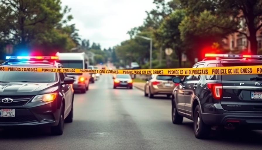 Ohio shootout scene with police vehicles and crime tape.