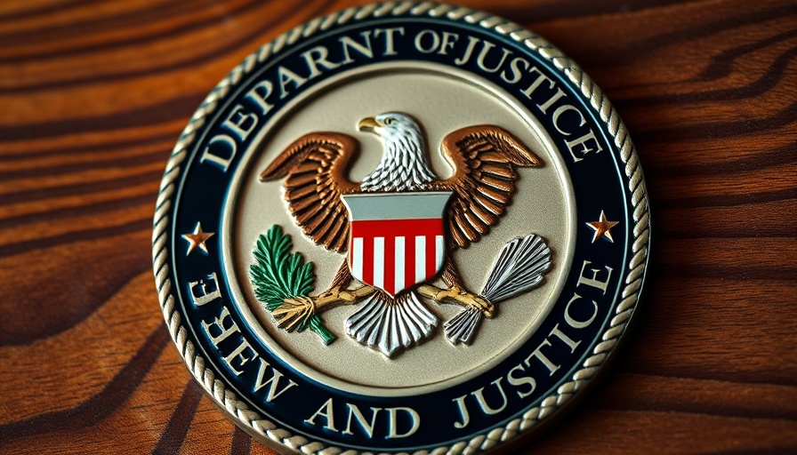 Detailed Department of Justice emblem relating to immigration enforcement.