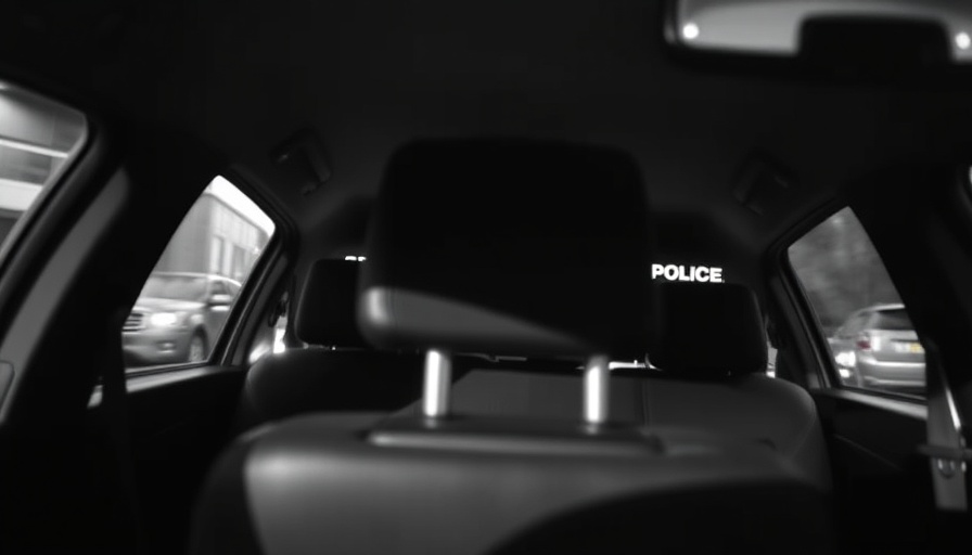 Interior of Anchorage Police Department car with partition, blurred view