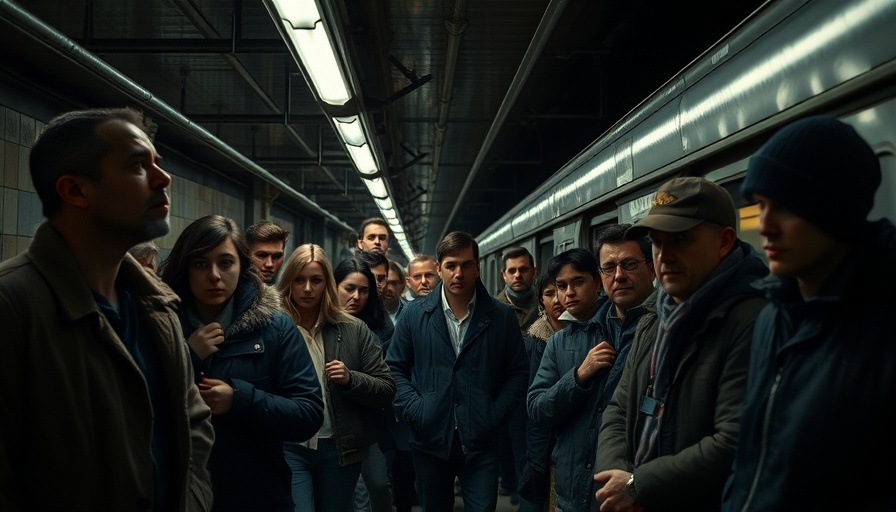 NYC subway passengers on platform, illustrating subway crime atmosphere.