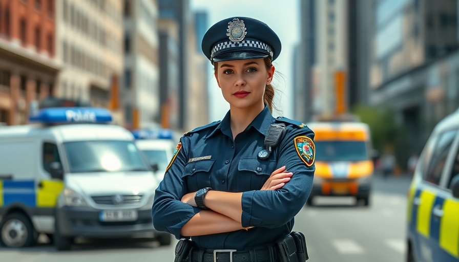 Confident female officer representing women in policing.