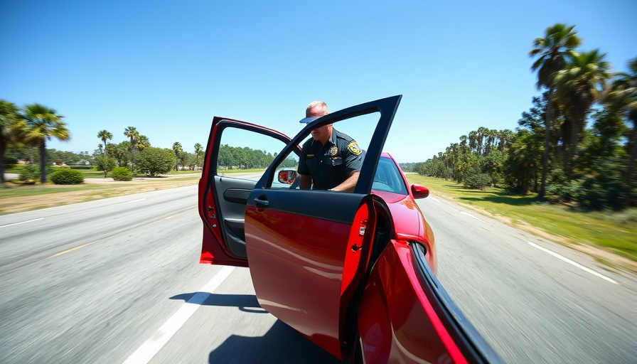 Florida deputy and red car involved in an incident on the road.