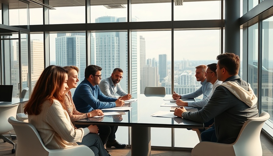 Meeting in modern office discussing police procedures.