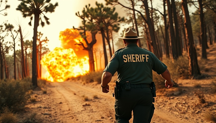 Sheriff rushes towards explosion in Arizona forest during fiery pursuit.