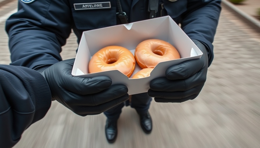 Officer holds donut box during Indianapolis chase.