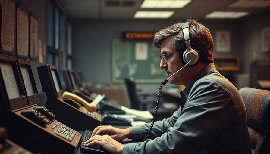 First 911 Call Impact vintage call center operator working, 1970s