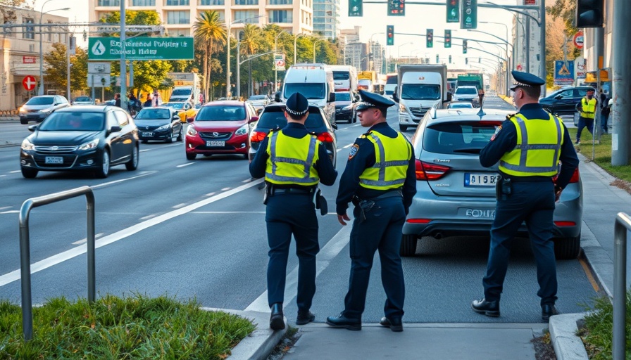 Police officers ensuring safety on the road after an accident.