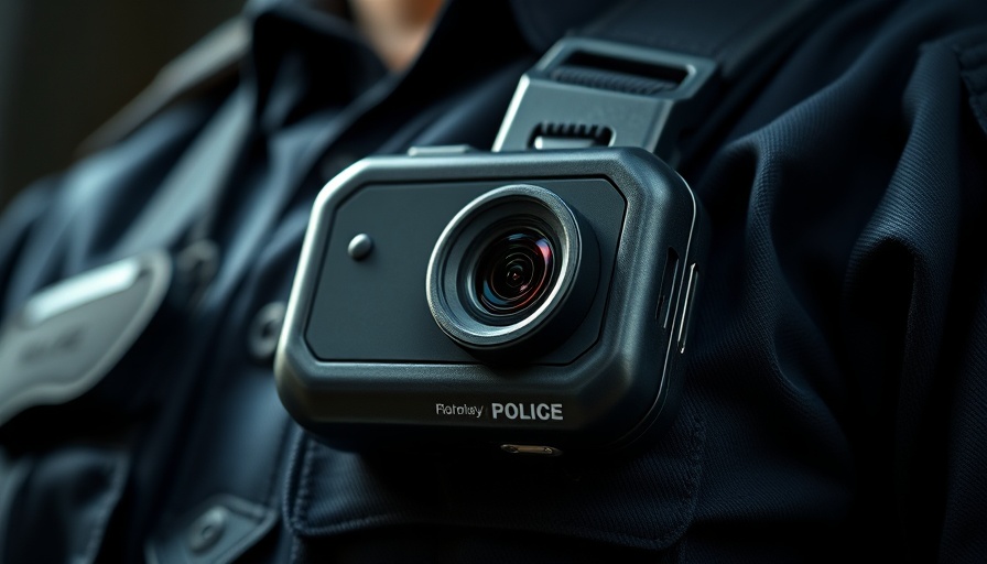 Close-up of a police body camera on uniform, Ohio body camera footage access law.