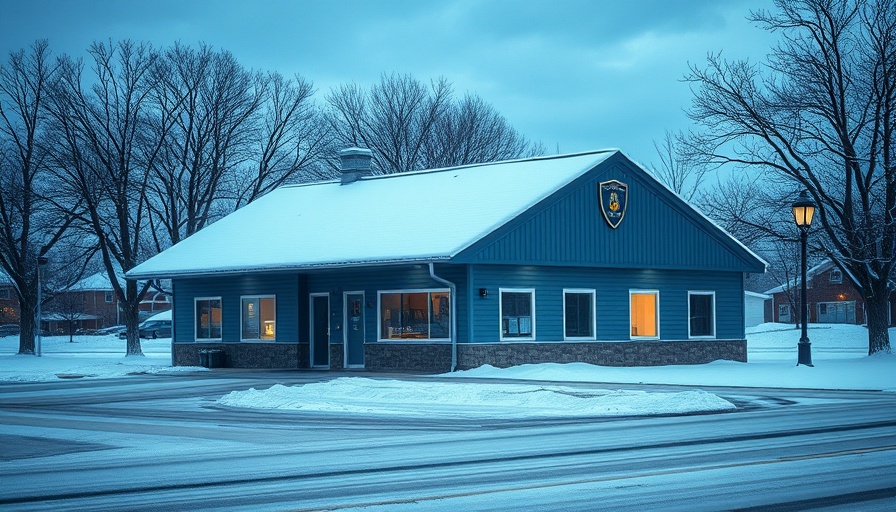 Police station in snowy town linked to Trump flag controversy.