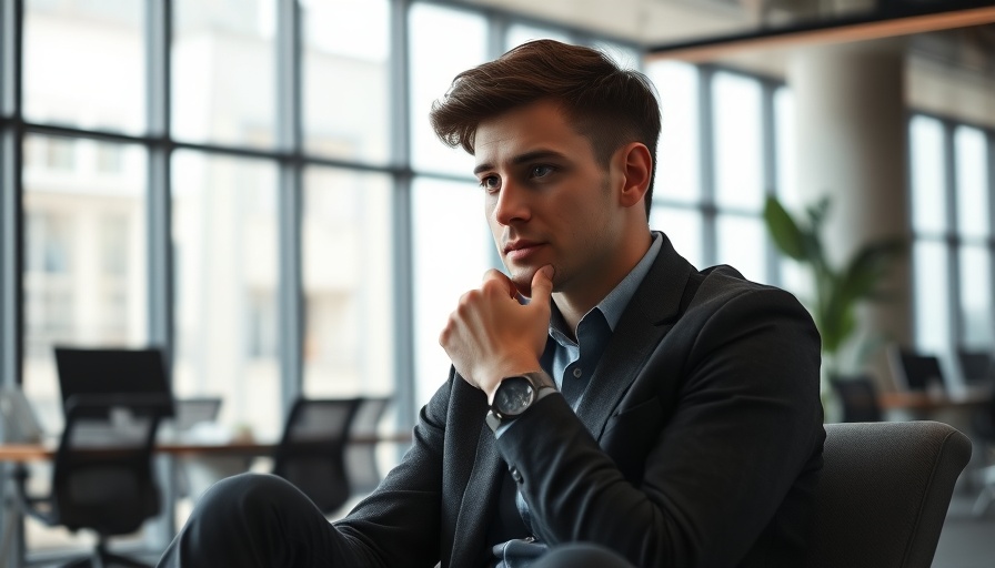 Thoughtful young man in modern office reflects on business idea validation steps.