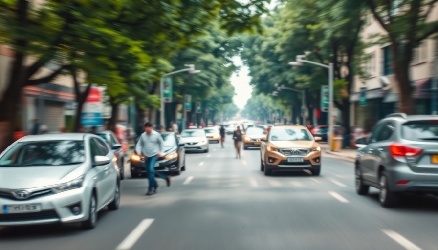 Blurry street scene depicting motion and safety dynamics.