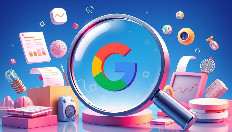 Illustration depicting Google Indexing Rates Improvement with magnifying glass and digital icons.
