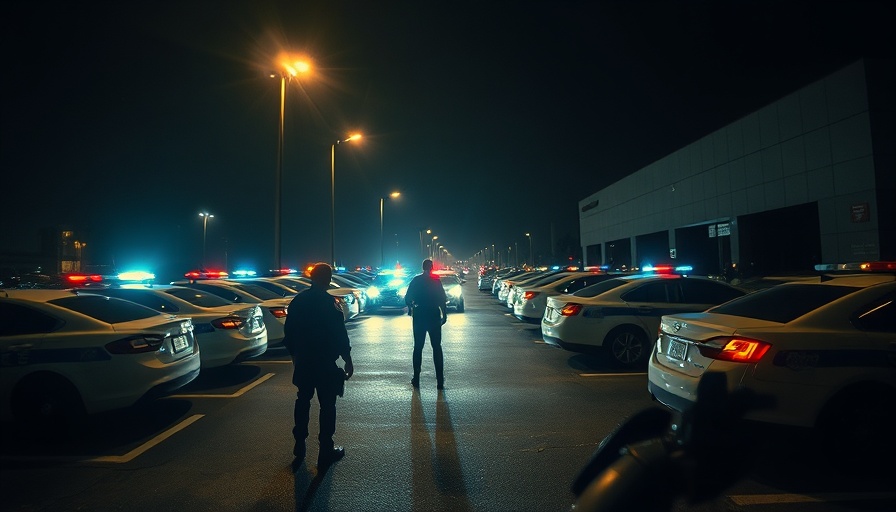 Police perspective in dramatic night scene with approaching figure.