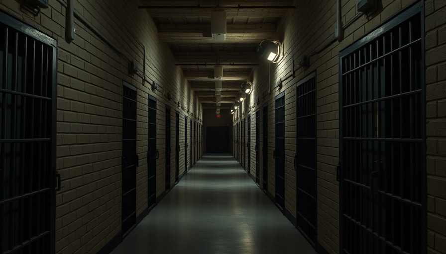 Prison disciplinary policies depicted through a deserted prison hallway.