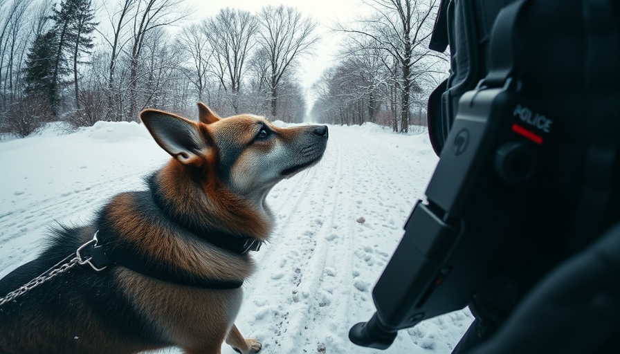 Chained dog in snow from police body camera footage