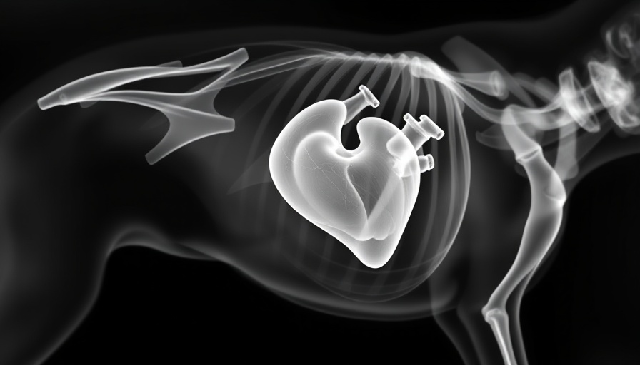 Canine X-ray for MMVD treatment stage B2, detailed heart view.