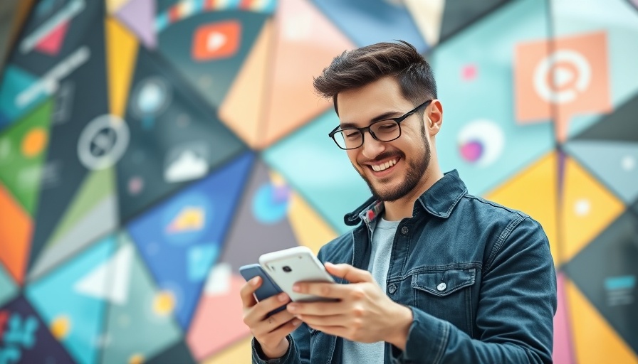 Digital marketing concept with smartphone and icons.