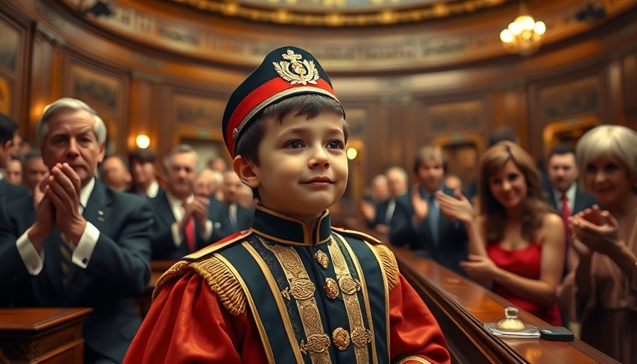 Young honorary Secret Service agent receiving applause in House chamber.