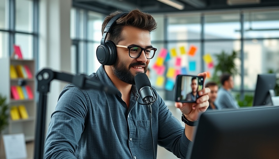 Podcaster creating digital content for veterinary marketing.