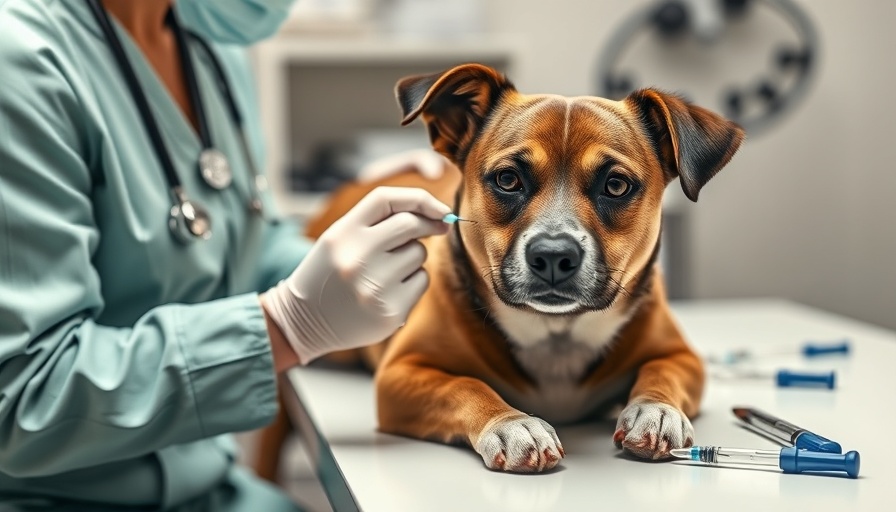 Veterinary medicine training with professional caring for dog.