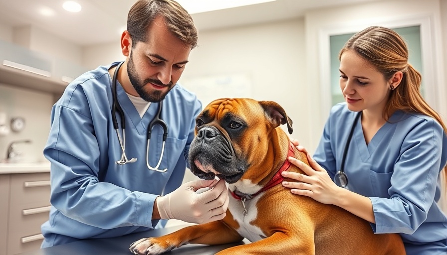 Veterinarians providing specialty care to a Boxer dog.