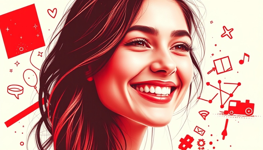 Abstract halftone portrait of young woman with graphic elements.