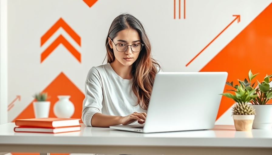 Young woman engaged in Reddit advertising strategy at a vibrant desk