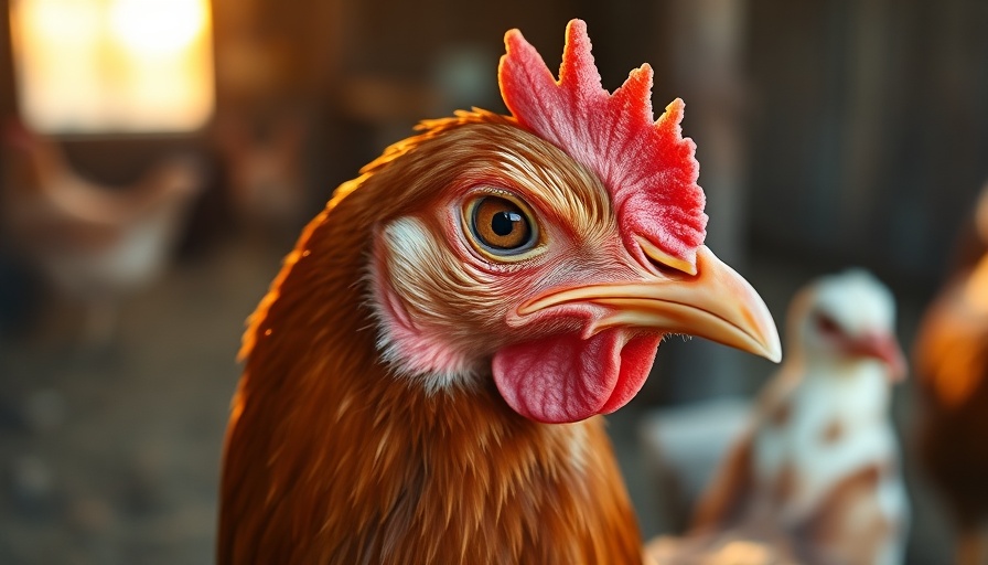 H7N9 outbreak in U.S. - Close-up of hen at sunrise.