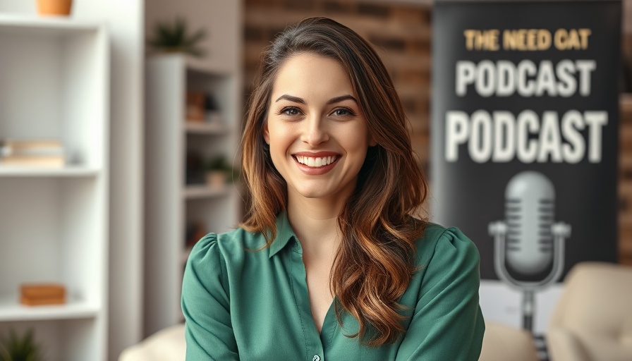 Podcast promo featuring smiling woman for spring toxins affecting pets.