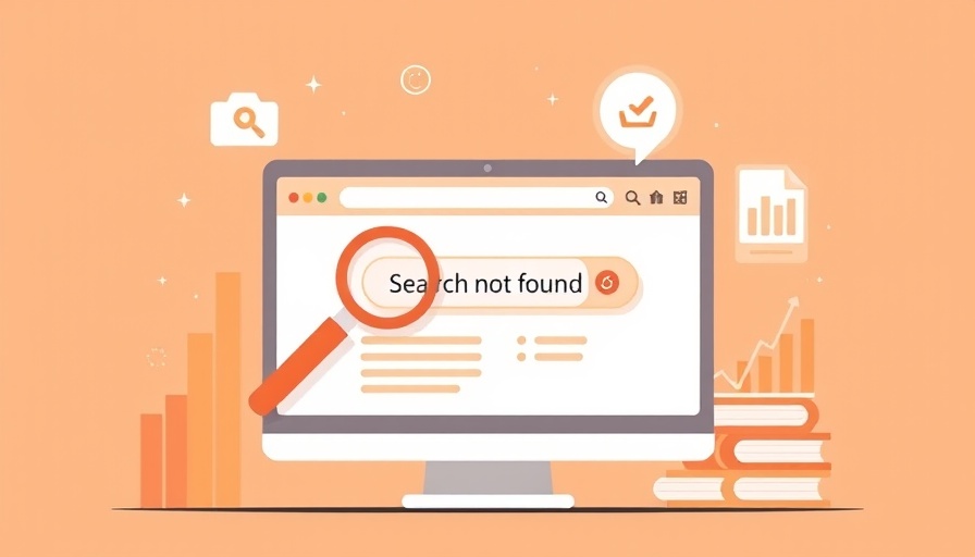 Minimalistic illustration of search not found concept in orange theme.