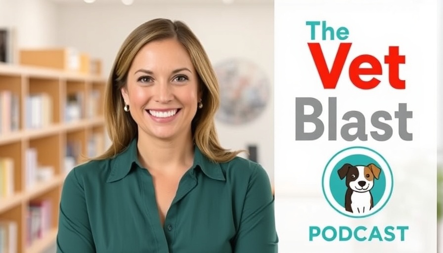 Podcast cover for The Vet Blast Podcast on spring pet toxins, featuring a smiling host.