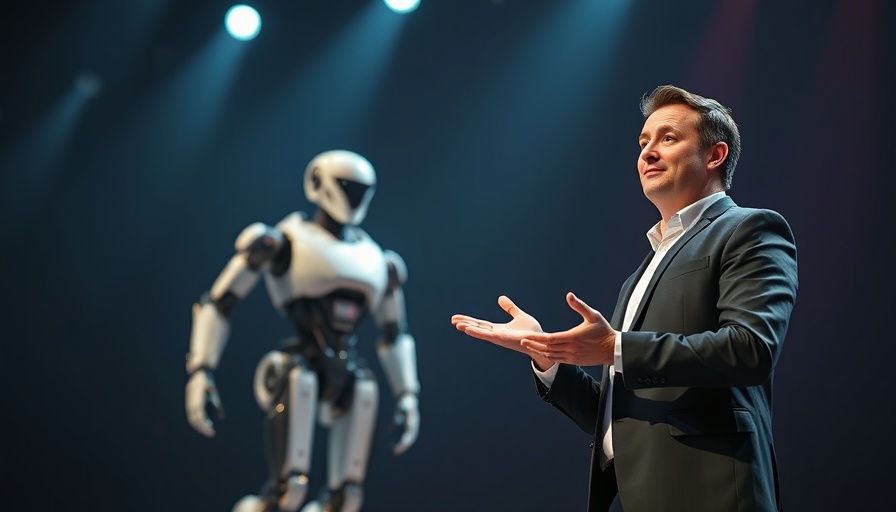 Man presenting advanced robotics engine on stage for MedSpas