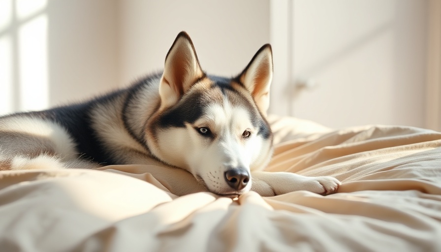 Siberian Husky resting quietly, hinting at possible pulmonary edema in veterinary medicine.