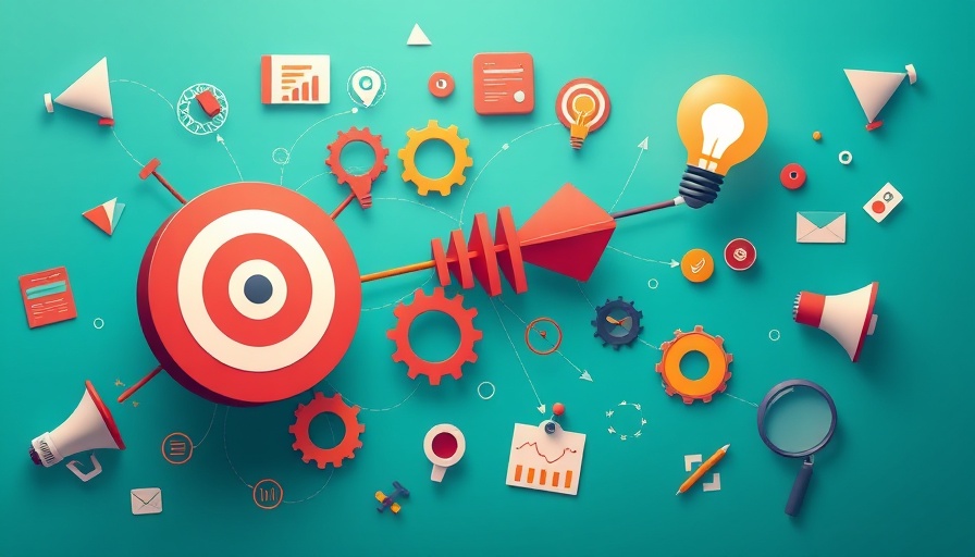 Abstract marketing strategy illustration with target and gears.