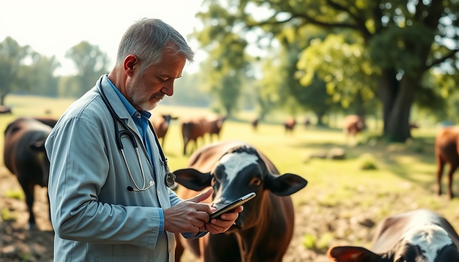 Rural veterinarian examining cattle at a farm, Rural Veterinary Workforce Act support.
